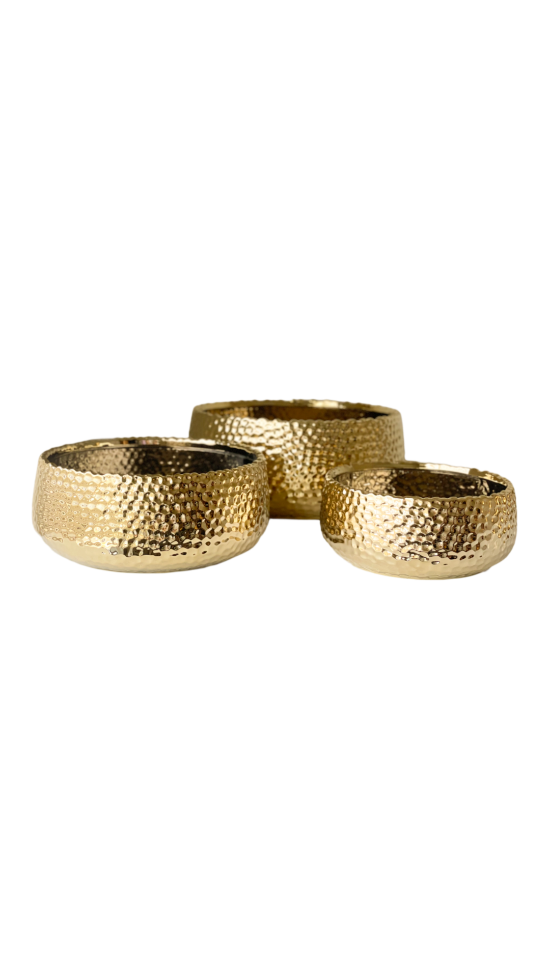 PLANTER SET W/ DOTS GOLD 9" 11" 13"